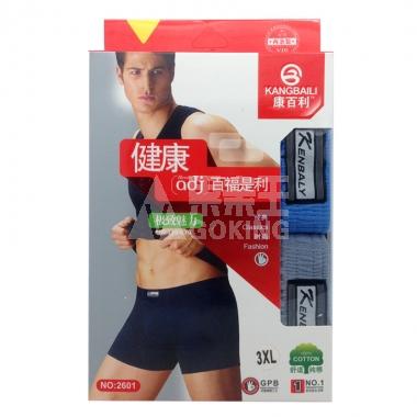 康百利男士平角内裤2601XXXL(2条装)**/盒
