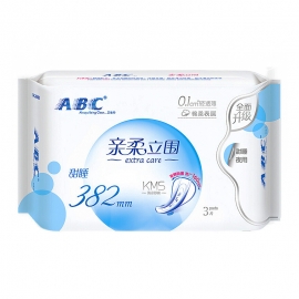 ABC亲柔立围轻透薄甜睡夜用卫生巾382mm*3片K88/包