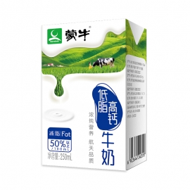 (4月)蒙牛低脂高钙纯牛奶250ml/盒