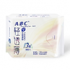 ABC轻透薄棉夜用卫生巾280mm*8片K14/包