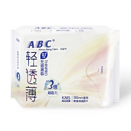 ABC轻透薄棉夜用卫生巾2...