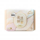 高洁丝奢透蝉翼卫生巾6片夜用280ml**/包