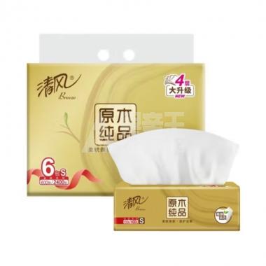 清风原木金装100抽6包抽纸BR62SJ/包