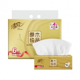 清风原木金装100抽6包抽纸BR62SJ/包